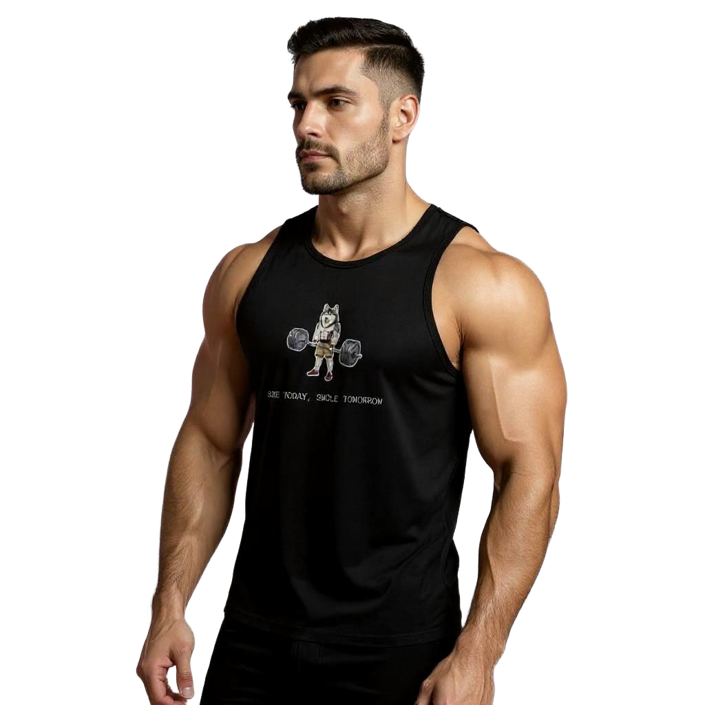 Model wearing tank top